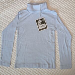 WHEAT Danish Design Light Blue Turtleneck Long Sleeve Shirt Girls Size 4T NWT